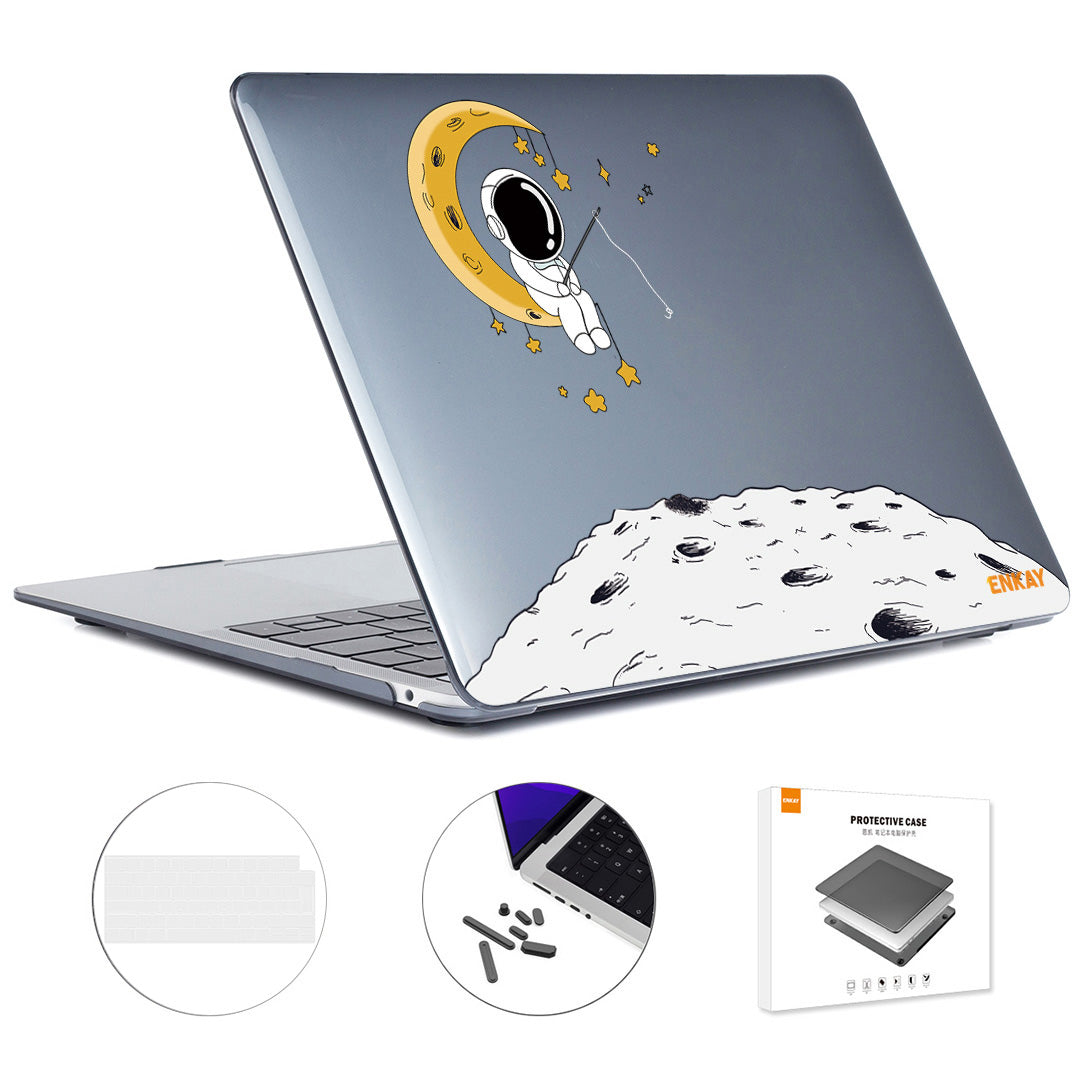 Astronaut Pattern Laptop Case for MacBook Pro 14 inch (2021) A2442 (EU) Shockproof Case with TPU Keyboard Cover + Anti-dust Plugs - Astronaut No.3 Astronaut Pattern Laptop Case for MacBook Pro 14 inch (2021) A2442 (EU) Shockproof Case with TPU Keyboard Cover + Anti-dust Plugs - Astronaut No.3